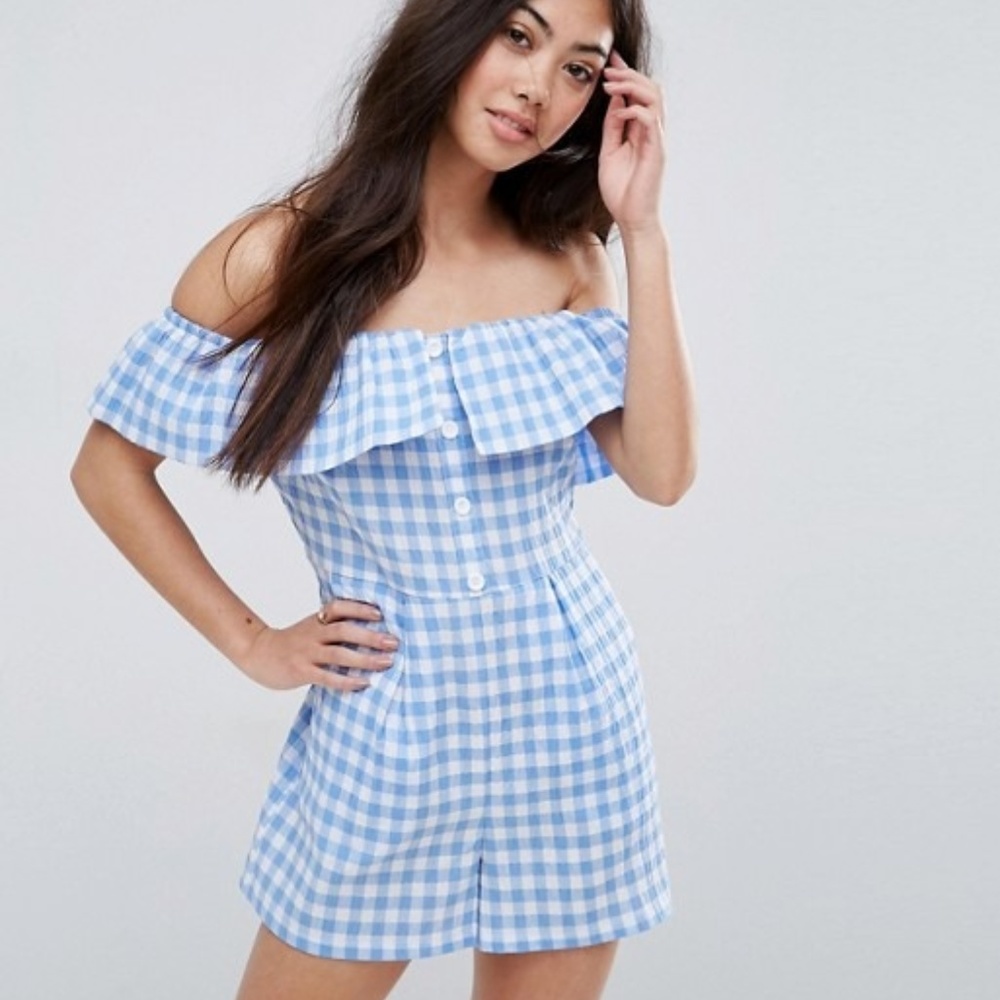 Petite Gingham Double Layered Romper
